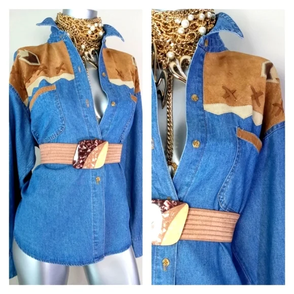 "WESTERN CHIC" VintAge Denim Two-PiEcE Skirt Set - Picture 10 of 15